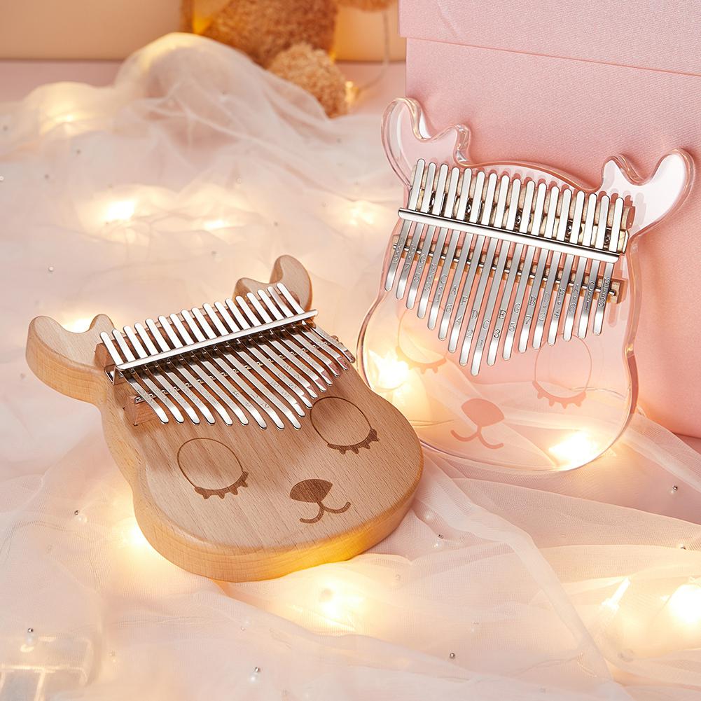 En forma de ciervo, instrumento Musical Kalimba de 17teclas, acrílico transparente para el hogar, Kalimba de madera, de cumpleaños, Piano de pulgar