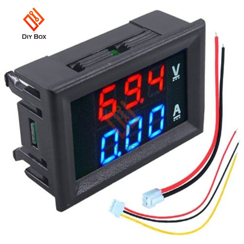 0.56 "pouce Mini voltmètre numérique ampèremètre DC 100V 10A volts ampèremètre ampèremètre testeur de tension LED câble d'affichage connecteur