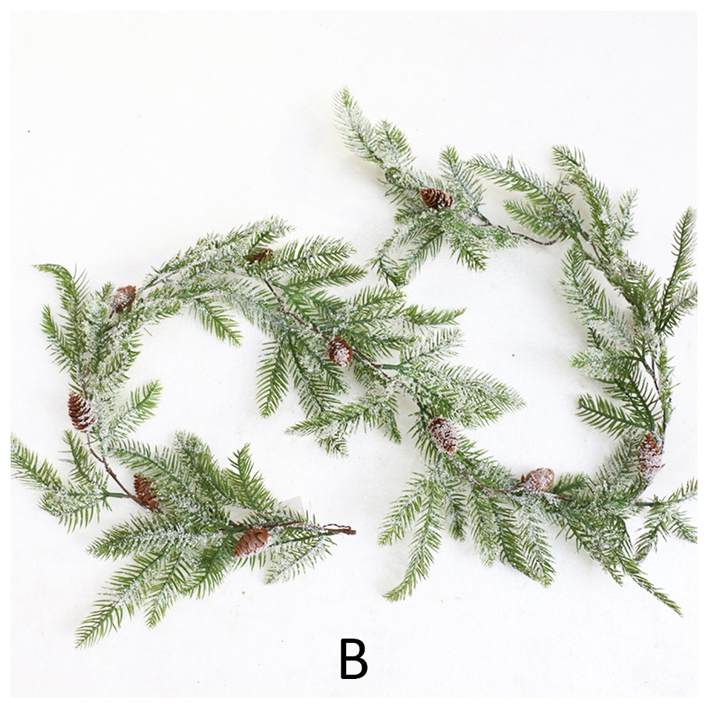 1,7 m Künstliche Berry Kiefer Äste Grüne Weihnachten Girlande Kranz Weihnachten Home Party Weihnachten Decor Hängen Ornament für Kinder: 1pc 1.7m Rattan B