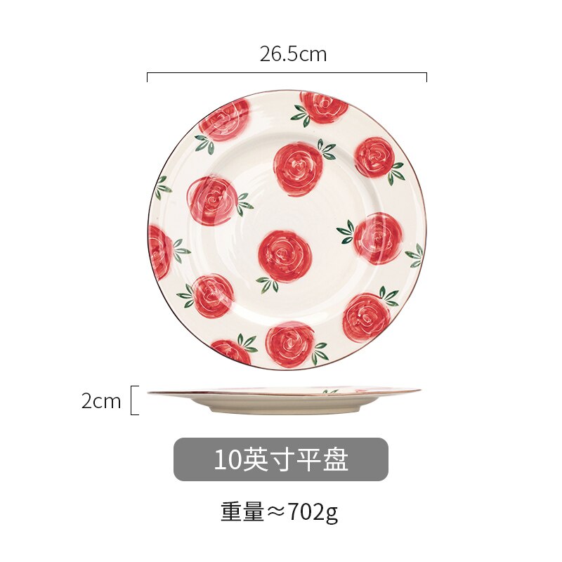 Mdzf sweethome keramisk rose servise sett nudler biff salat tallerken suppe skje ris bolle melk krus saus parabol kjøkkenverktøy: 10 tommers tallerken