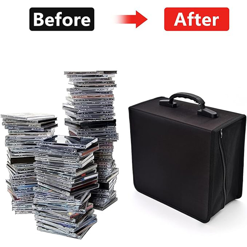 CD Case, 400 Capacity DVD Case Holder, Heavy Duty Zipper Protective Movie Media Storage Organizer Binder Wallet for Car Home Off