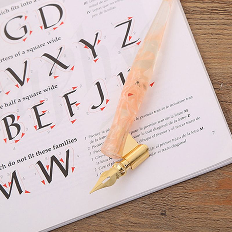 Antique anglais Oblique calligraphie Dip stylo plume support écriture à la main cuivre Scrip stylo plume