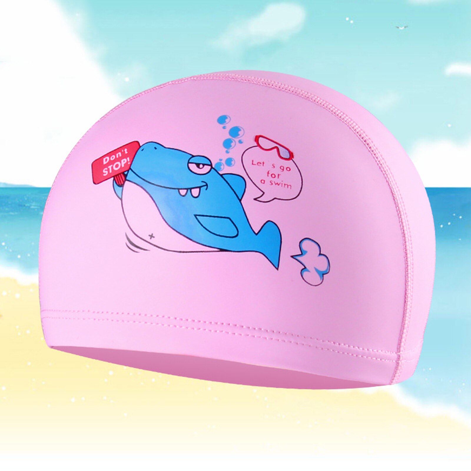 3D Swim Hat Stretchy Bathing Swimming Hat Teens Girls Boys Beach Cute Swim Age 2-12 Toddle Children Pool Ear Protector: Pink Shark