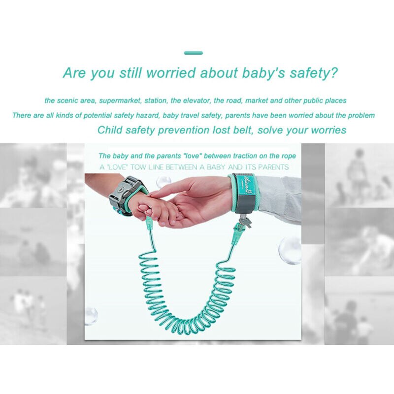 Goocheer 1.5/2.5m justerbar børnesikkerhedssele håndledssnor anti-lost link barnebælte gåassistent baby rullator armbånd