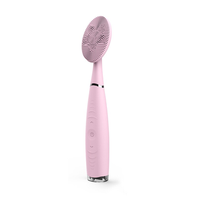 Charge Silicone Sonic Electric Facial Cleanser Handheld Facial Cleaning Device Face Cleaner Scrubber Washing Brush Instrument: Pink