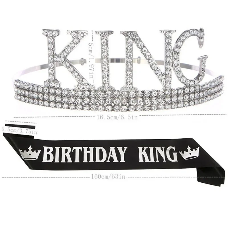 Ceinture roi d'anniversaire en or noir pour hommes et garçons, fournitures de décoration pour fête d'anniversaire, joyeux 16e 18e 20e 30e 40e 50e 60e anniversaire,