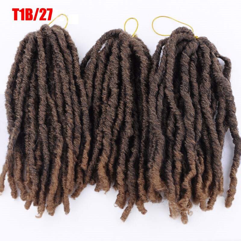 Nu Locs capelli intrecciati all'uncinetto ricci Ombre dea morbida Faux Locs estensione sintetica capelli africani per le donne: T1B 27  12inch
