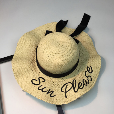 Gorra de Bordado de letras, sombrero de ala grande para mujeres, gorras juveniles de Sombrero de Paja de verano para mujeres, sombreros de Sol de sombra, sombrero de playa,: 2