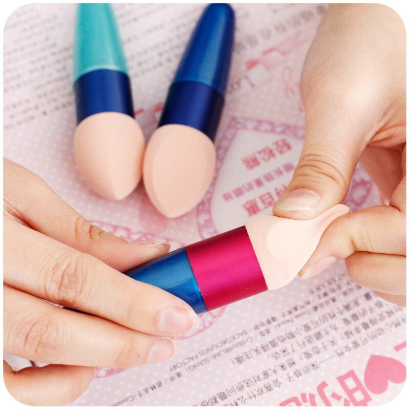 Portable Candy Color Handed Beauty Sponges Foundation Sponge Handle Makeup Puff Cosmetic Sponge Face Make Up Powder Puff Tool
