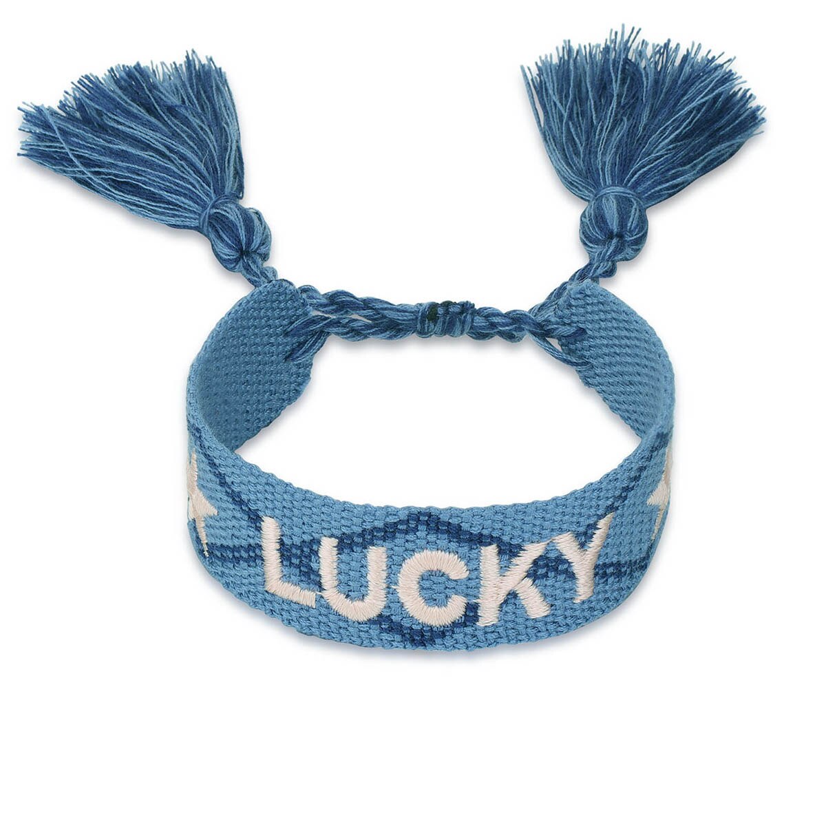 Rosa LIEBE Bestickte aufbringen knapp Geflochtene Armbänder Blau GLÜCK wickeln Armbinde Seil Kette Quaste Armbinde Schmuck Idee: Glücklich