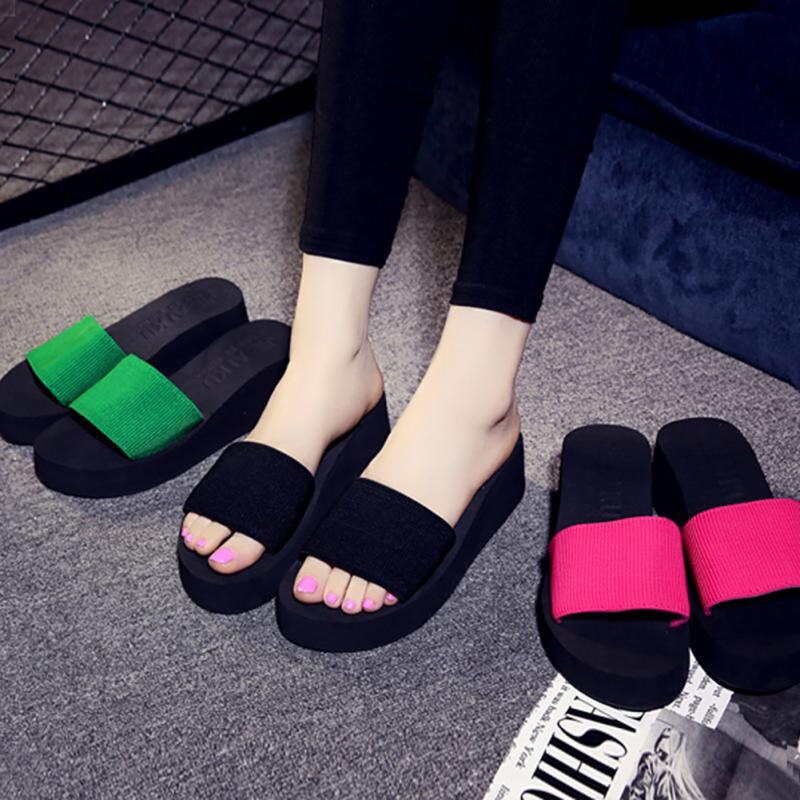 Summer Slippers Woman Wedge Platform Beach Flip Flops Slipper For Women Black EVA Lady Shoes Zapatos Mujer SE096