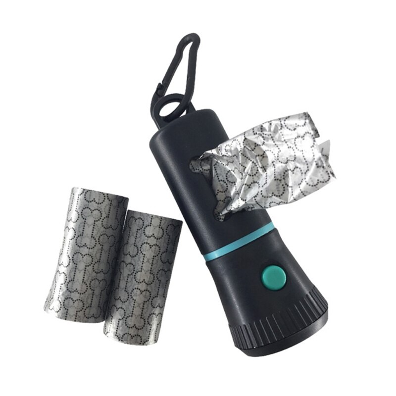 Dog Poop Bag Dispenser with LED Flashlight Cleaning Waste Garbage Box Carrier