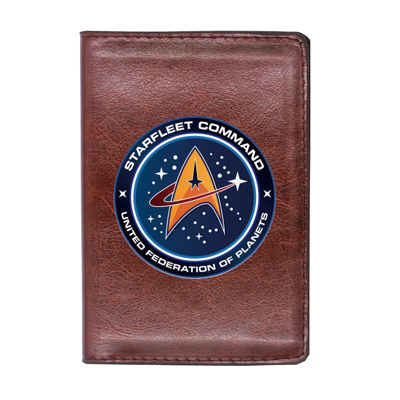 Persönlichkeit Starfleet Befehl Druck Reisepass Abdeckung Halfter Ich würde Kreditkarte fallen Reise Leder Reisepass Brieftasche: Braun