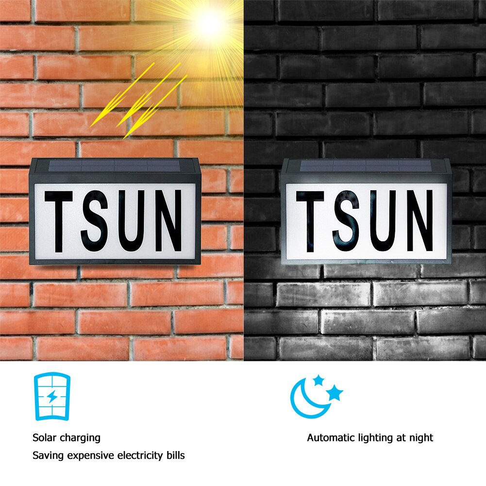 Doorplate Outdoor Led Solar Light Adres Huis Cijfers Letters Waterdichte Solar Lamp Thuis Tuin Veranda Deur Decoratie