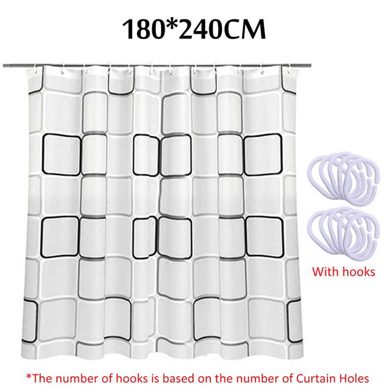 240/200/180/150 Plastic Shower Curtain With Hooks Mildew Proof Translucent Bathroom Curtains Home Waterproof Modern PEVA Curtain: 180x240cm