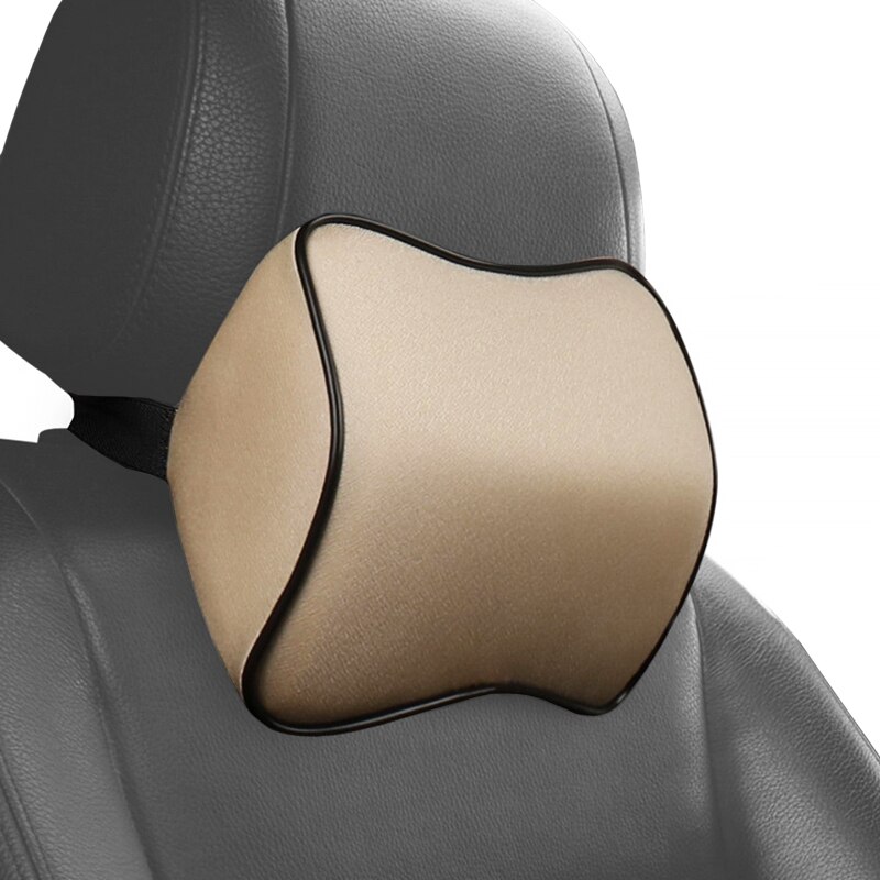 Suporte lombar de apoio para costas de carro, almofada universal de espuma de memória padrão para o assento de carro para escritório: Neck Pillow Beige