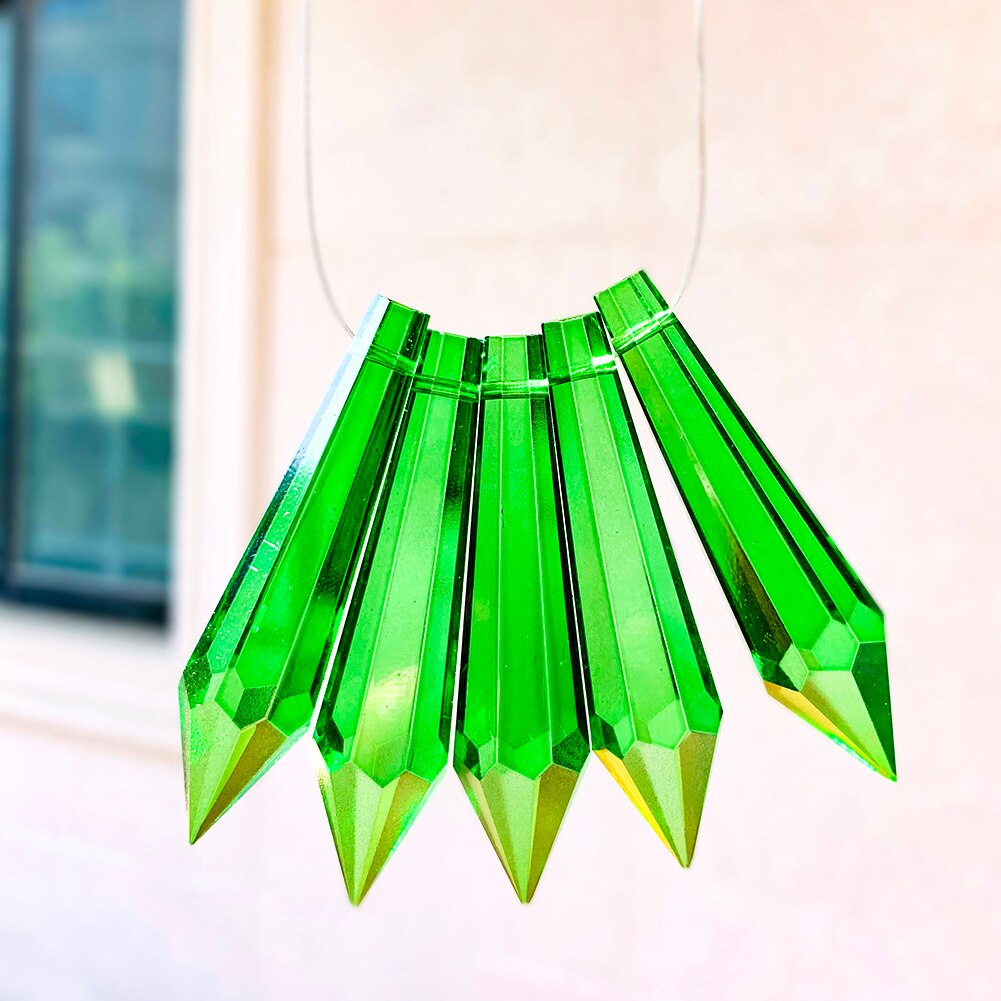 5 stk krystal spidse perler lysekrone krystaller lampe prismer istap glasperle solfanger til windows dekor diy hængende vedhæng: Grøn