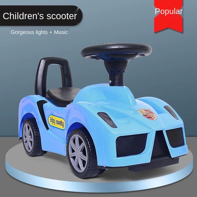 Children's twisting, car 1-3 years old baby scooter four belting leather music lights walk car toy car