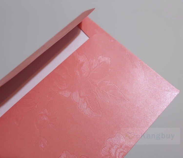 50pcs Pink Color Envelopes, Embossed/Pearl Specialty paper Enevlepe