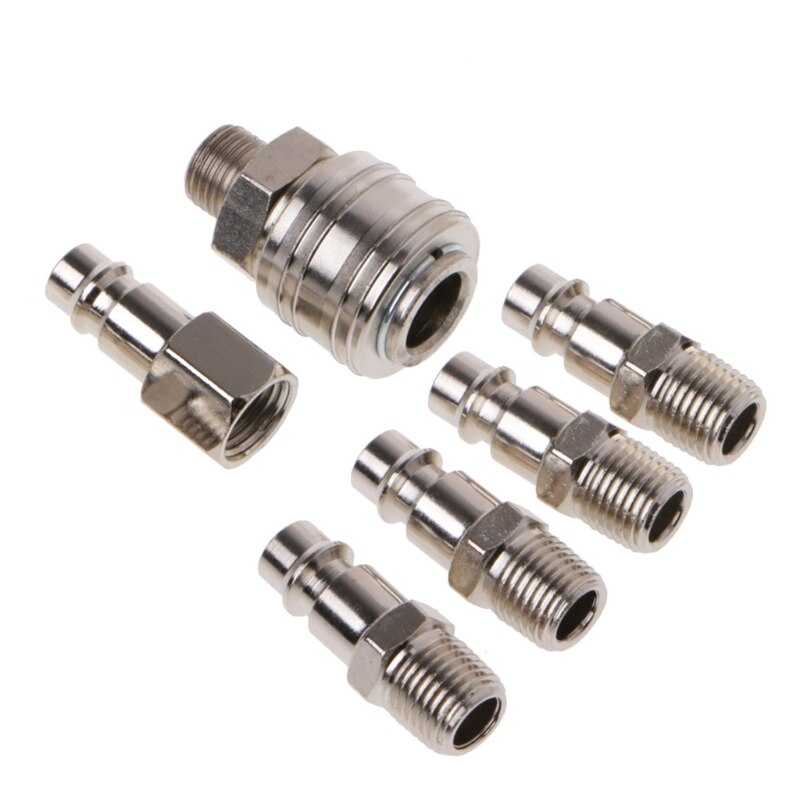6 Pcs EURO Air Line Hose Compressor Fitting Connector Quick Release Set 1/4\" BSP L4MF