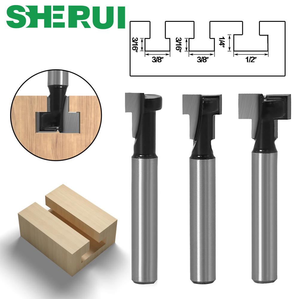 1 Pc 1/4 "Shank 6 Mm T-Slot Cutter Router Bit Set Hex Bolt Sleutel Gat Bits T slotting Frees Voor Hout Houtbewerking
