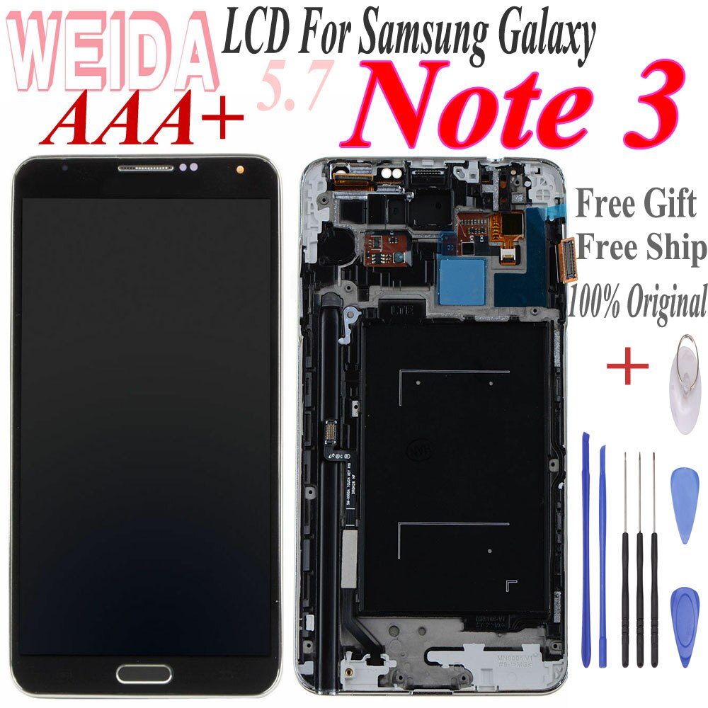 Weida 5.7 "Voor Samsung Galaxy Note3 SM-N9005 SM-N900 Lcd Touch Screen Digitizer Vergadering Voor Samsung Note 3 Met frame