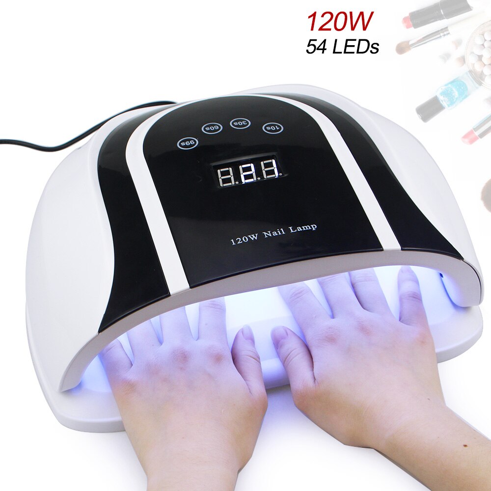 Lámpara de uñas LED UV de 120W, 54 Uds., LED de alta potencia para esmalte de Gel, curado de esmalte de Gel con detección de movimiento