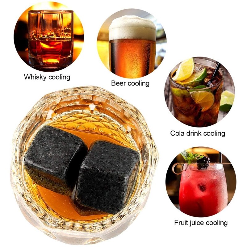 Bourbon Whiskey stone Set - rock whiskey cooling stone - Scotch glass box - wisky stones Set