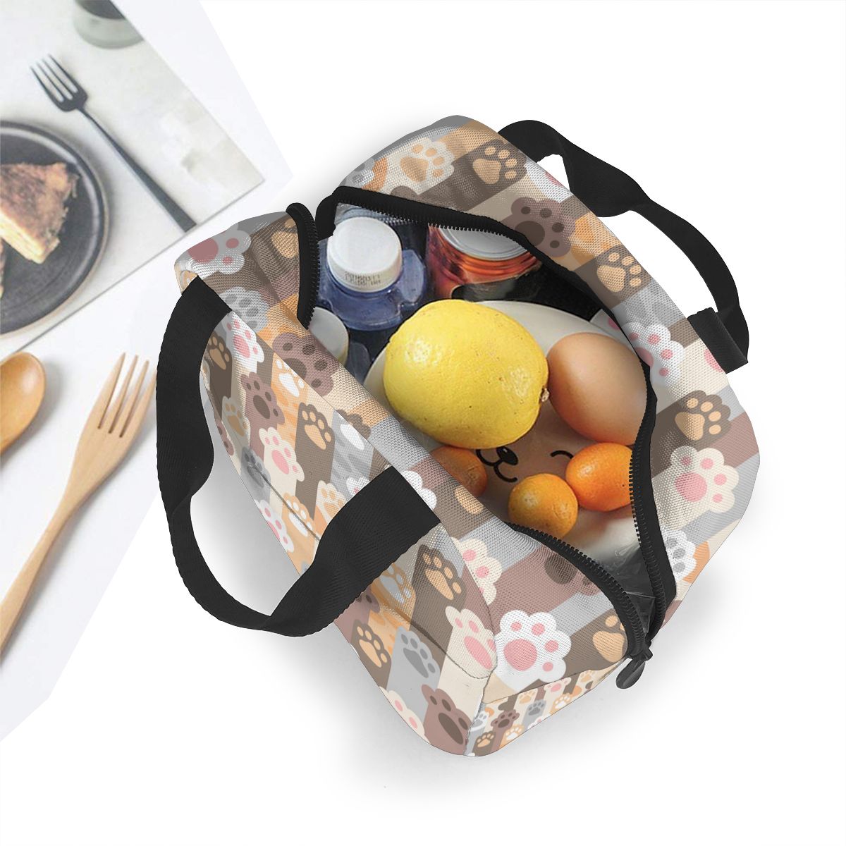 Lunch Bag Cat Paw Footprint Thermal Insulated Lunch Box Tote Cooler Bag Bento Pouch Lunch Container Food Storage Bag