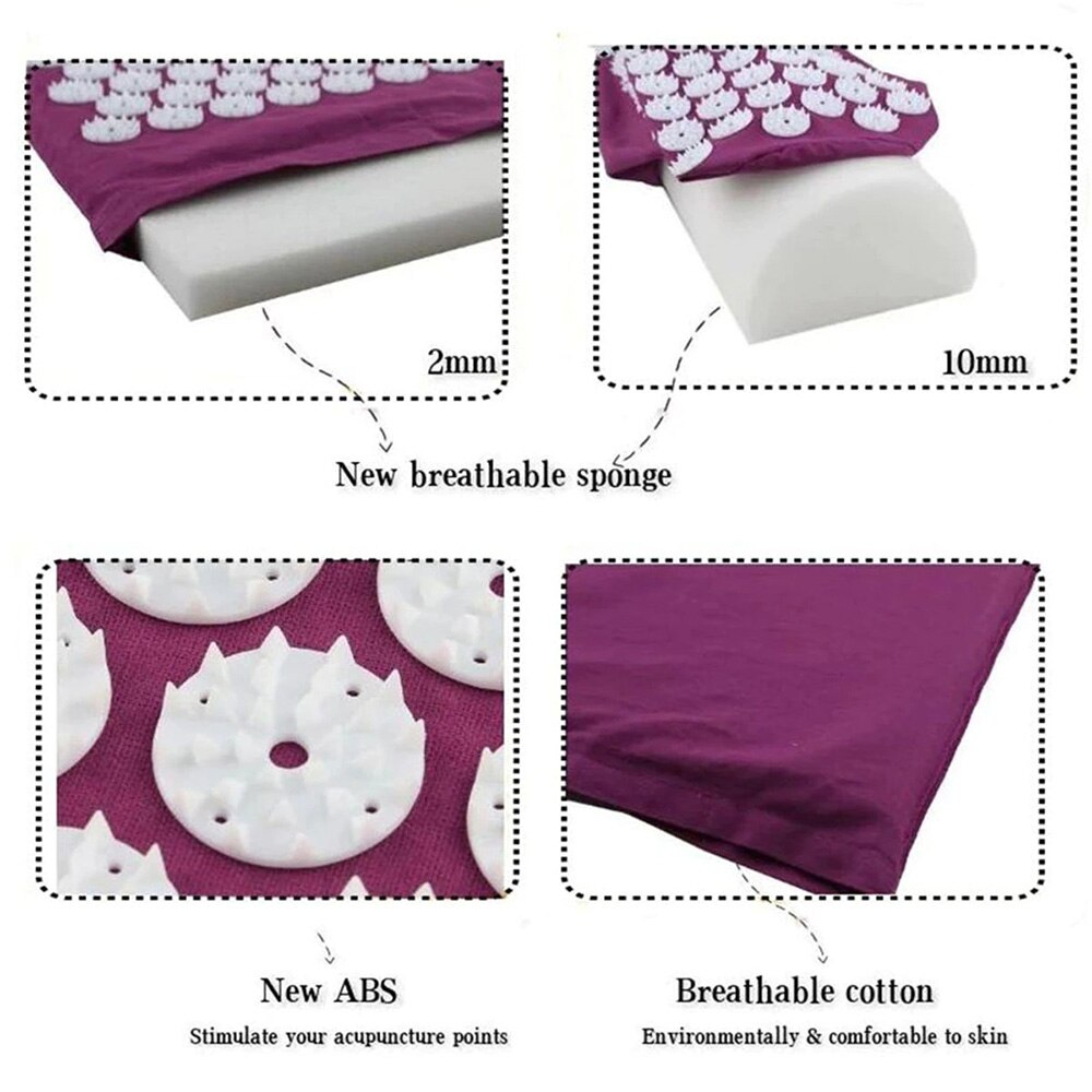 Esterilla masajeadora de acupresión para cuello y espalda, almohada corporal, aplicador, almohadilla de masaje de pies, aplicador