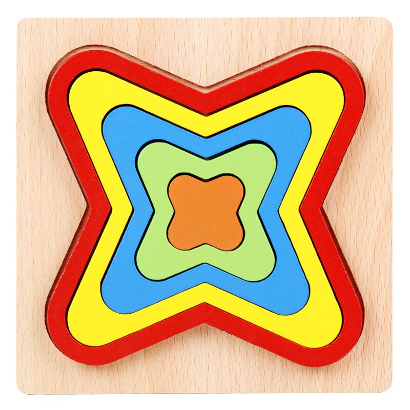 DIY Holz 3D Puzzle Gebäude Geometrische Form Spielzeug Form Lernen Erkenntnis Spielzeug für Baby Kinder Vorschule Bildung Kinder Spielzeug: 9