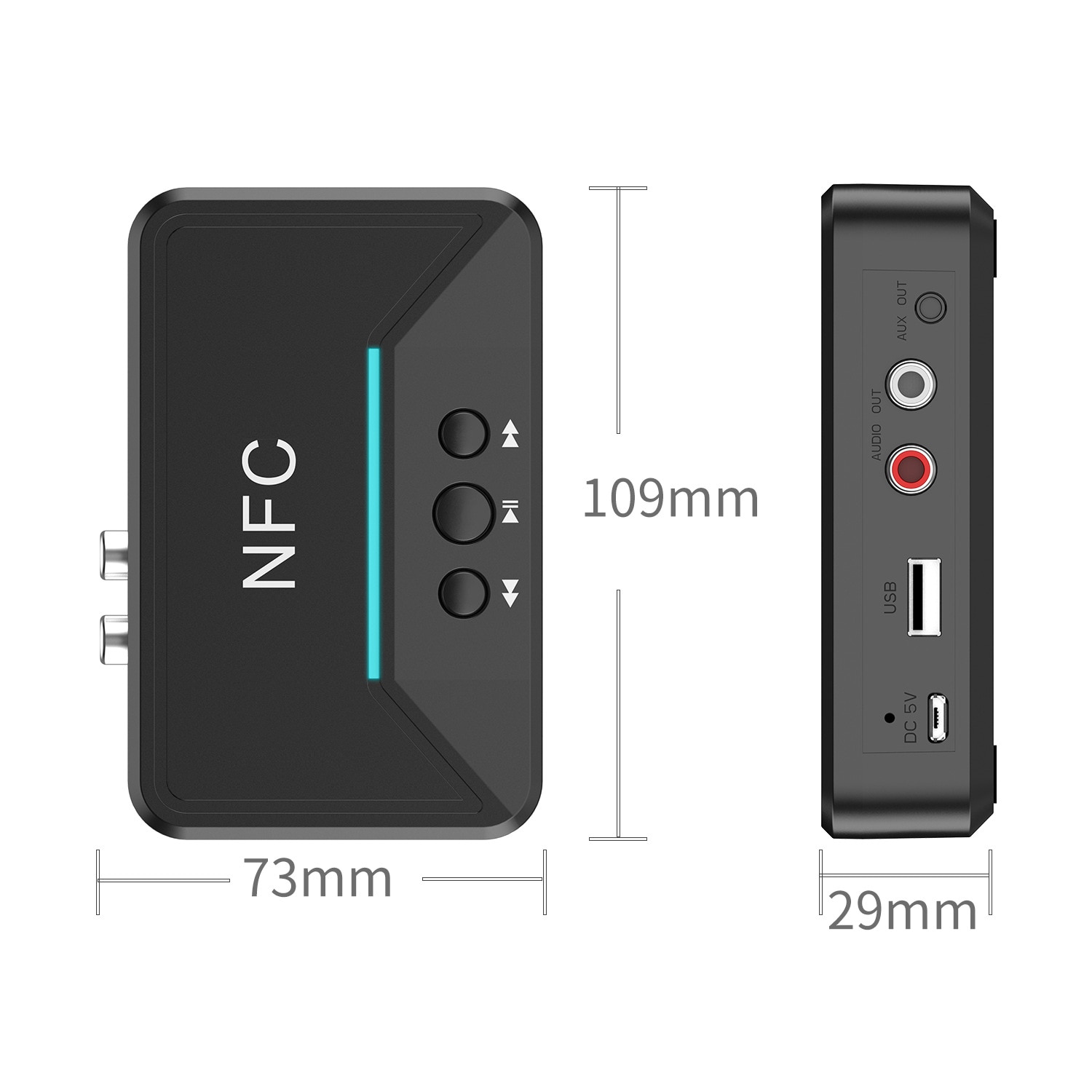 NFC Bluetooth 5.0 Audio Receiver AUX Interface 3.5mm Transfer to The Old Speaker 2RCA Audio Power Amplifier Adapter