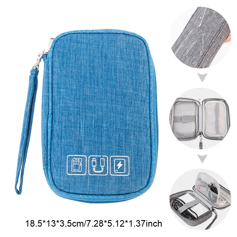 kabelopbergtas Elektronische organizer Digitale oplader Draden USB Power Pouch Draagbare reisaccessoires Benodigdheden: Rood