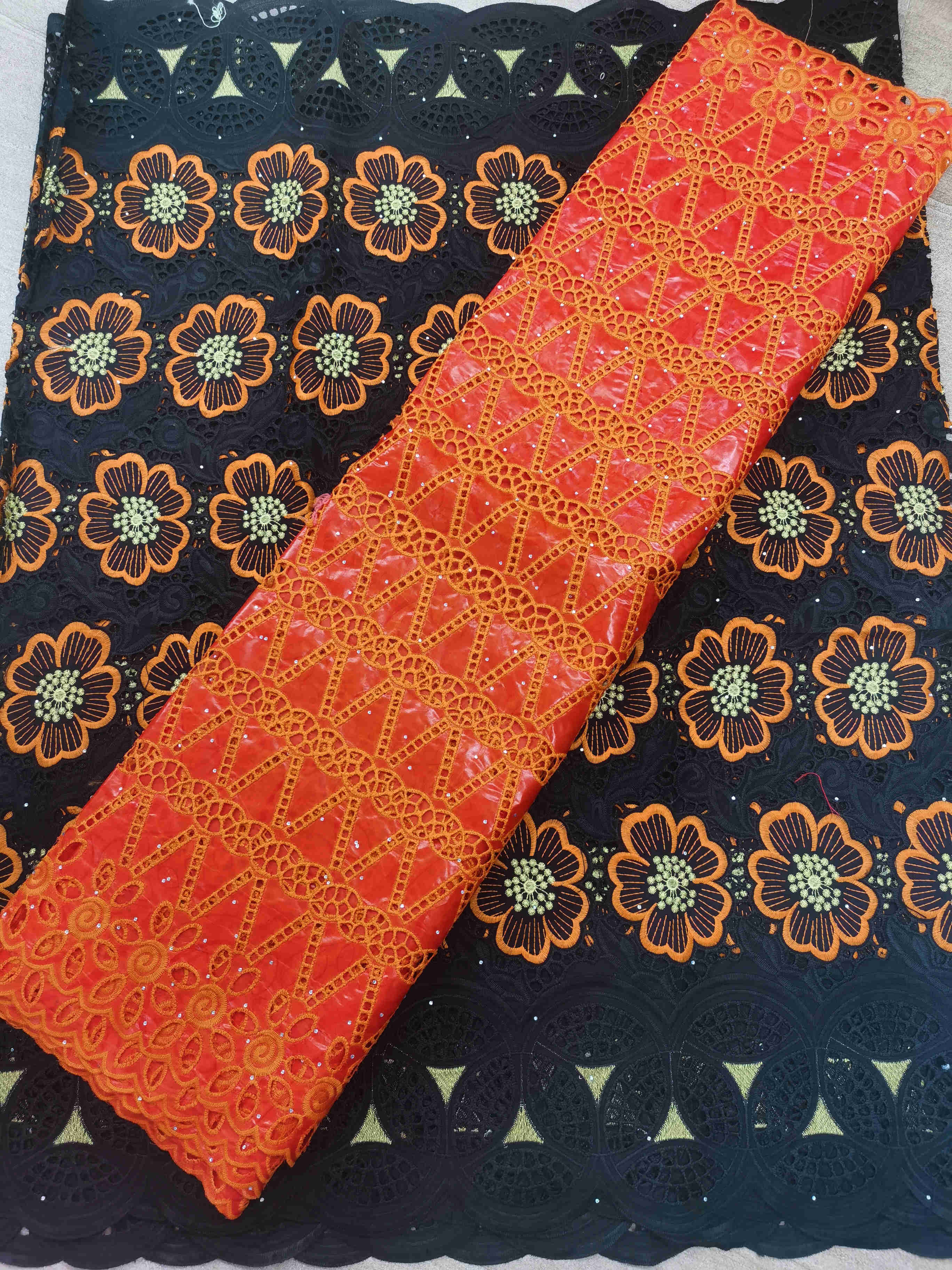 2.5 y tissus en dentelle suisse,  +2.5 y bazin brode riche broderie africaine, 100%  tissus en coton, voile suisse en dentelle populaire de style dubaï: 11