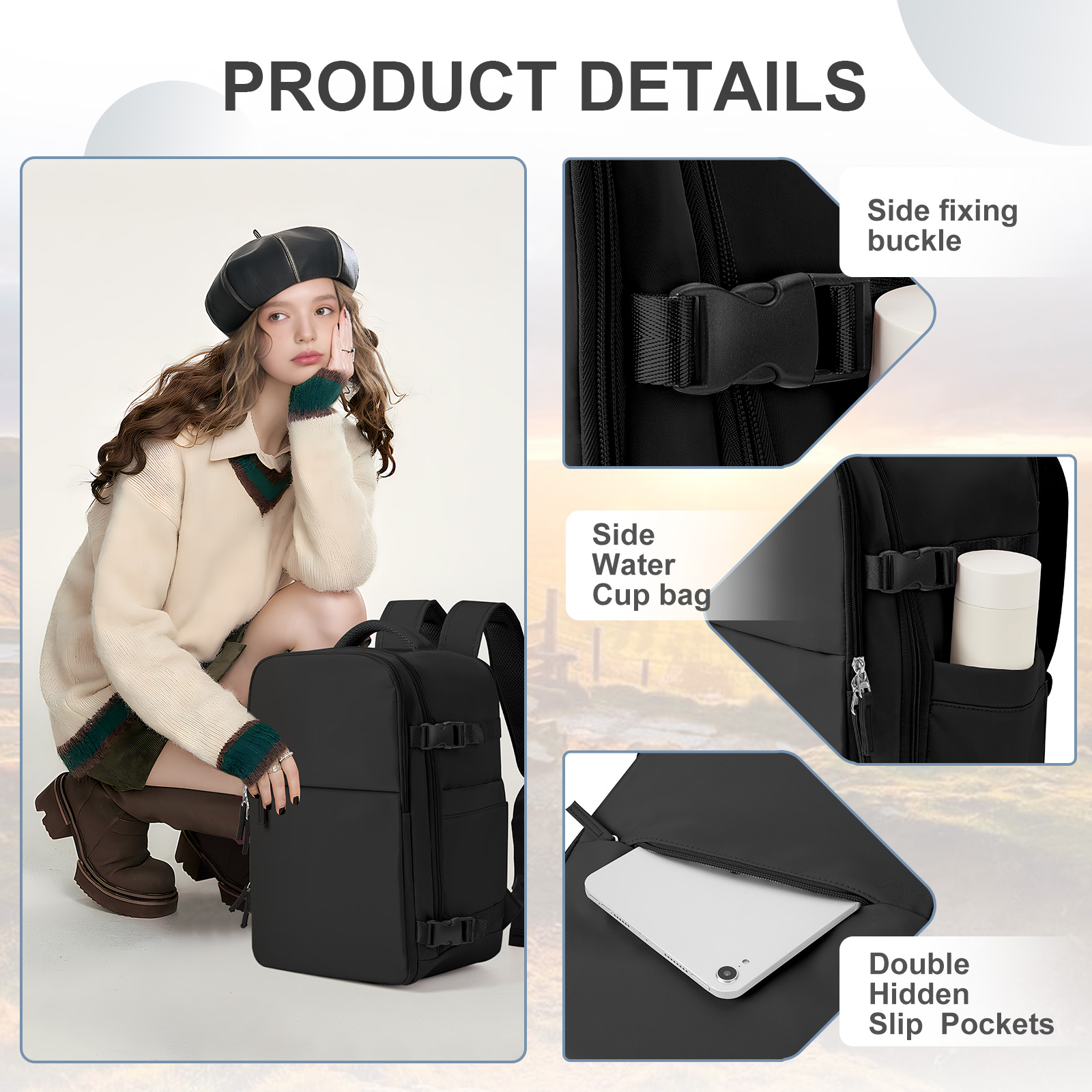 Mochila de viaje Ryanair avión 40x25x20 bolsa de cabina, mochila de trabajo para ordenador portátil para hombres, equipaje de mano mochila Ryanair mochila femenina