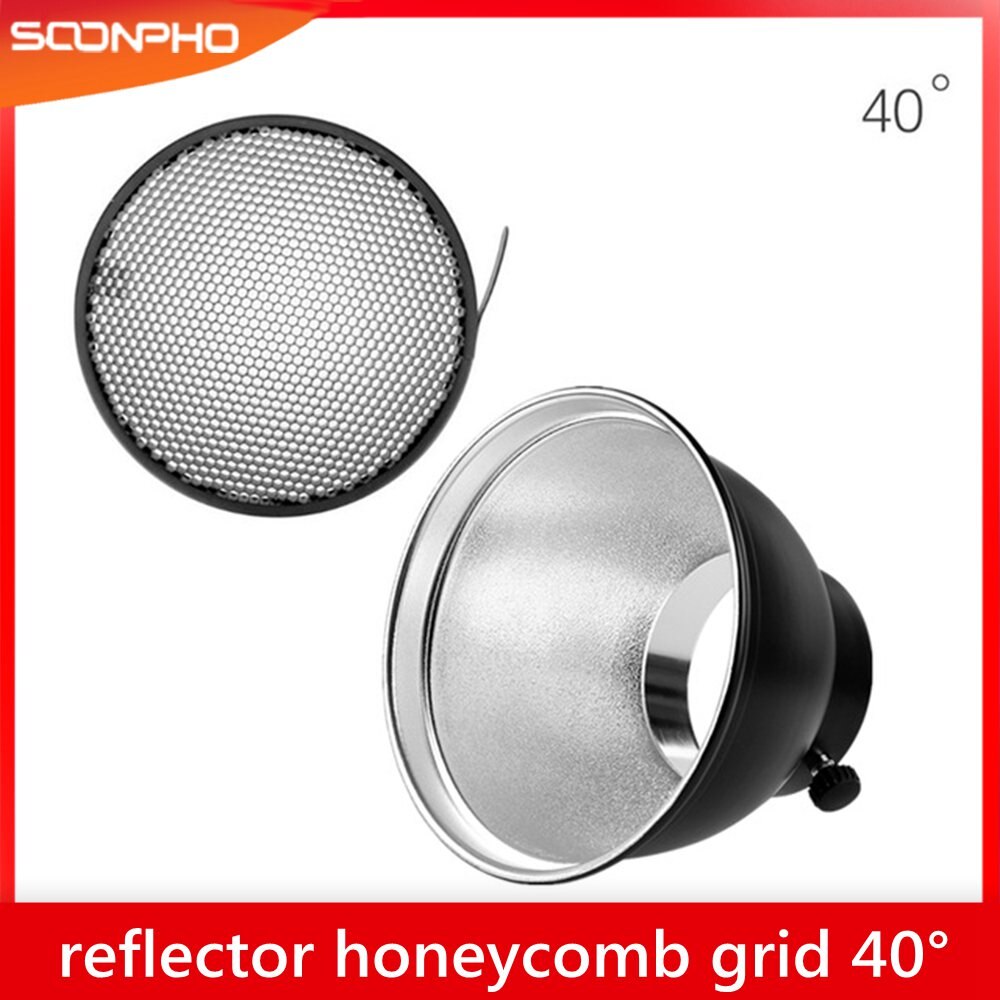 7"Bowens Mount Standard Reflector Diffuser Lamp Shade Dish + 40° Honeycomb Grid for photography Studio Flash Strobe light