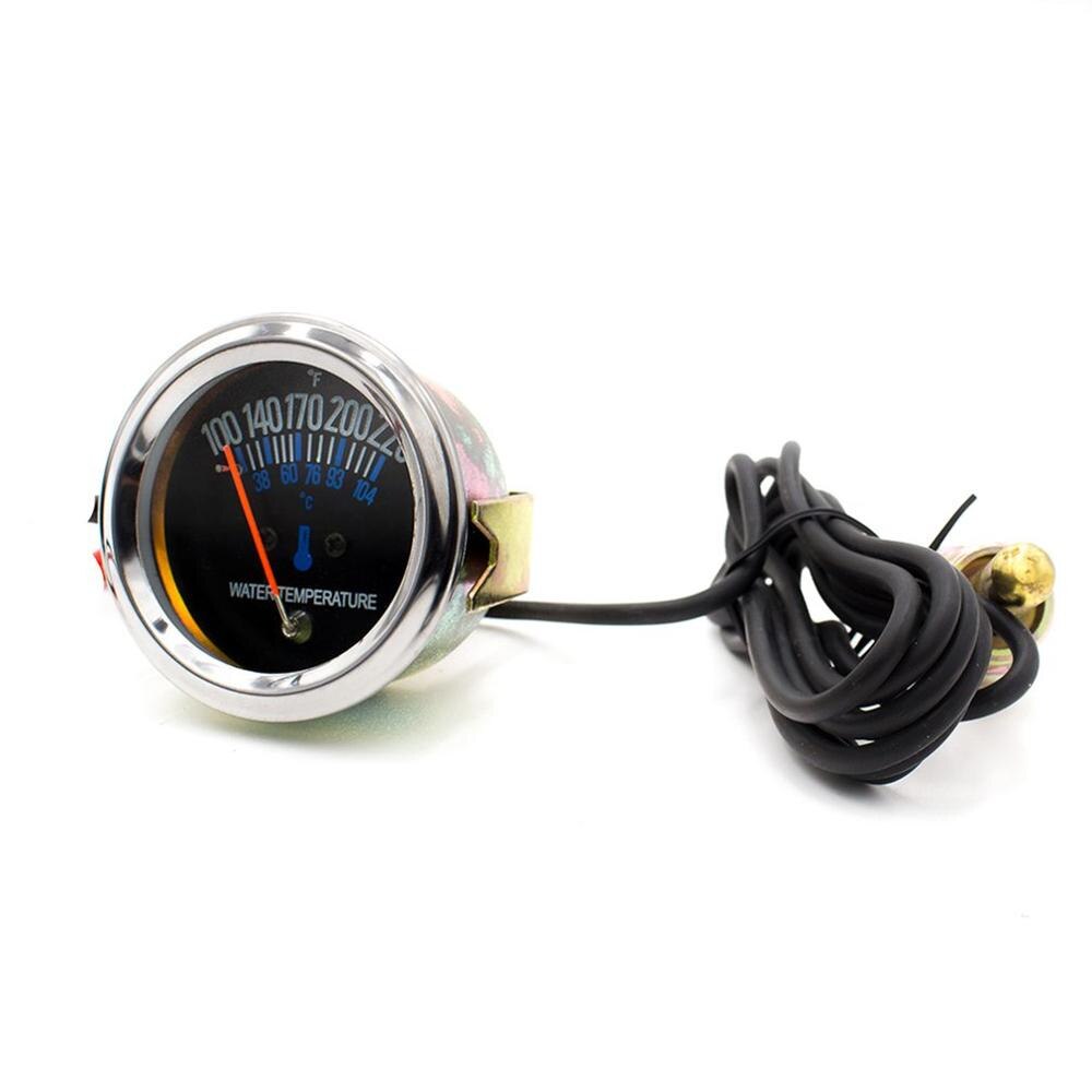 2Inch 52Mm 12V Auto Water Temperatuurmeter 100-220F Zwart Gezicht Fahrenheit Auto Water Temperatuur Meter