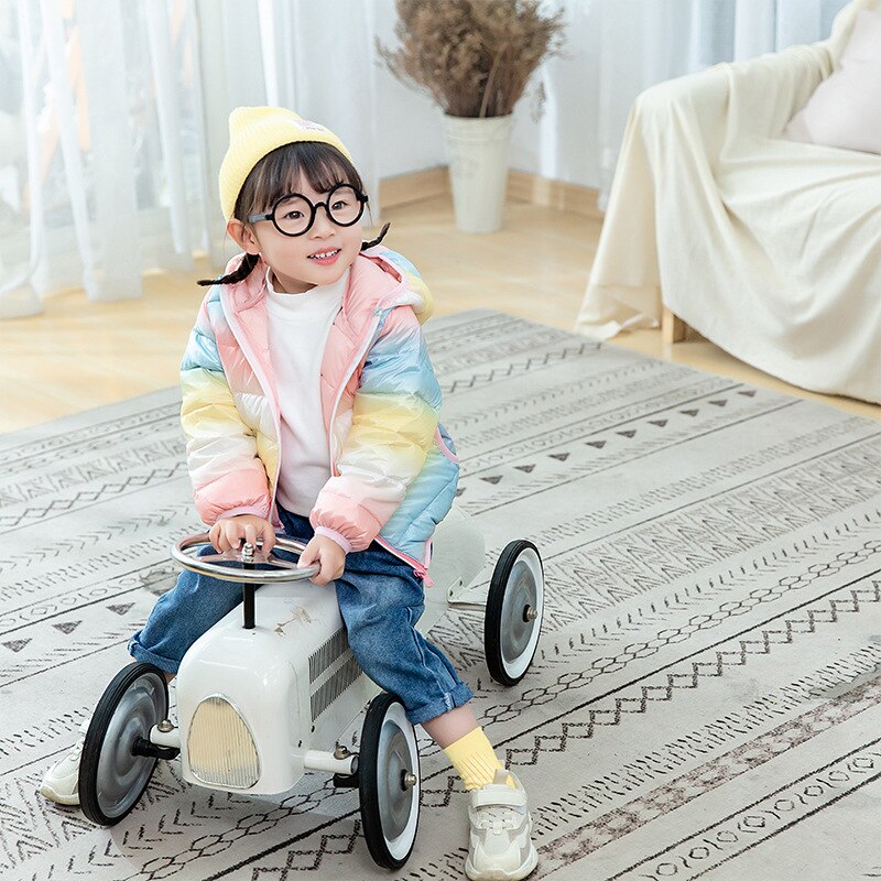 Baby Jongen Jas Winter Kinderen Donsjack Jongens En Meisjes Regenboog Gradiënt Warme Katoenen Jas Capuchon Donsjack Baby jas