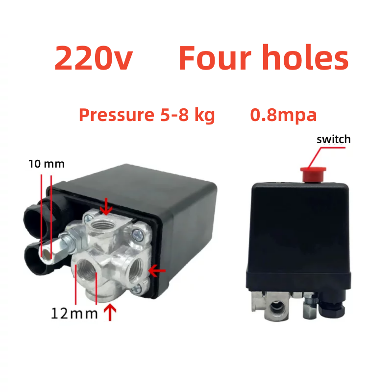 Pressostat de compresseur triphasé 380/400 V, 1 pièce, vanne de commande de pressostat de compresseur d'air robuste: Black