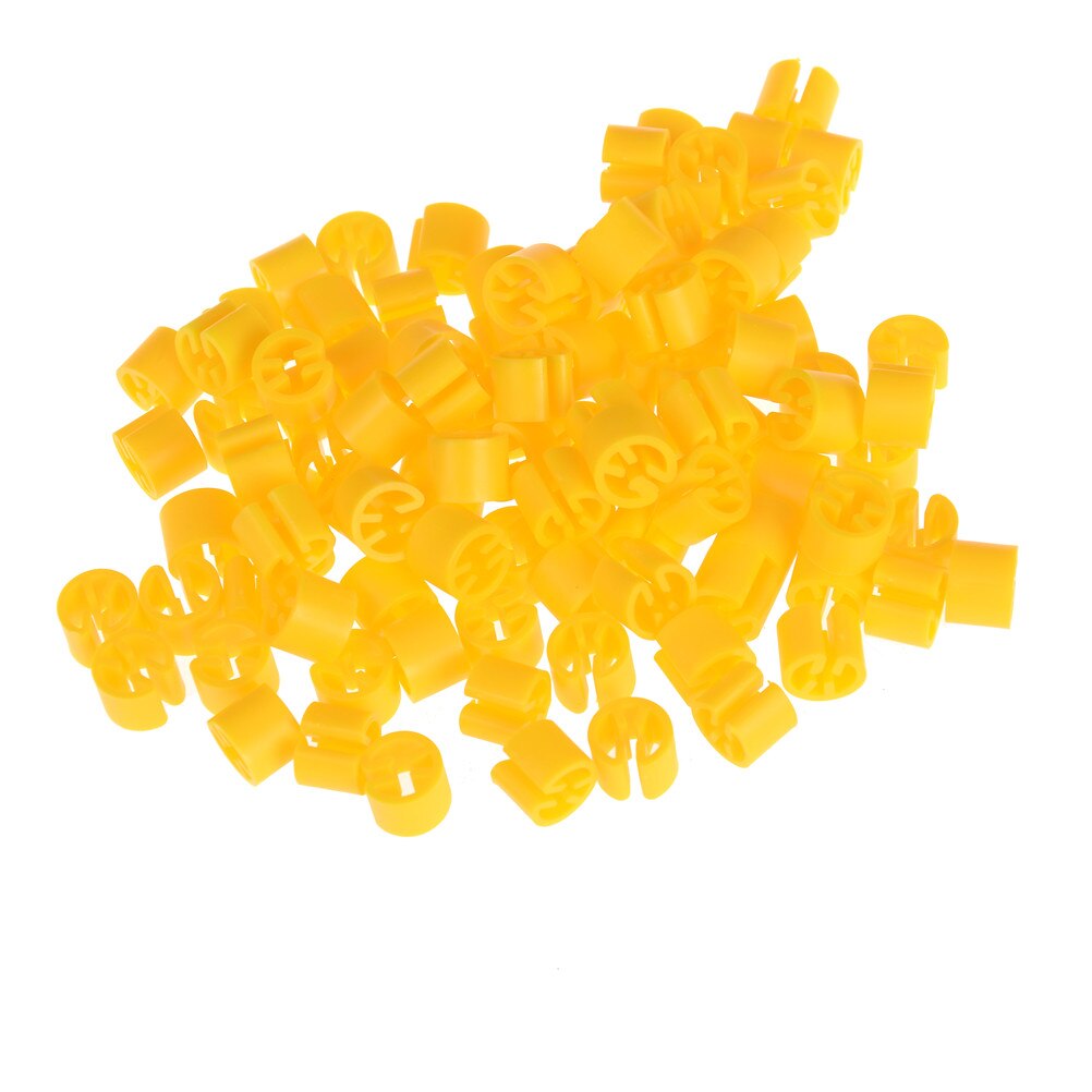 100Pcs Plastic Snap Op Hanger Maat Markers Hangers Clips Cirkel Marker Voor Maten Kleerhanger Accessoires Label Buis Gemarkeerd: YELLOW