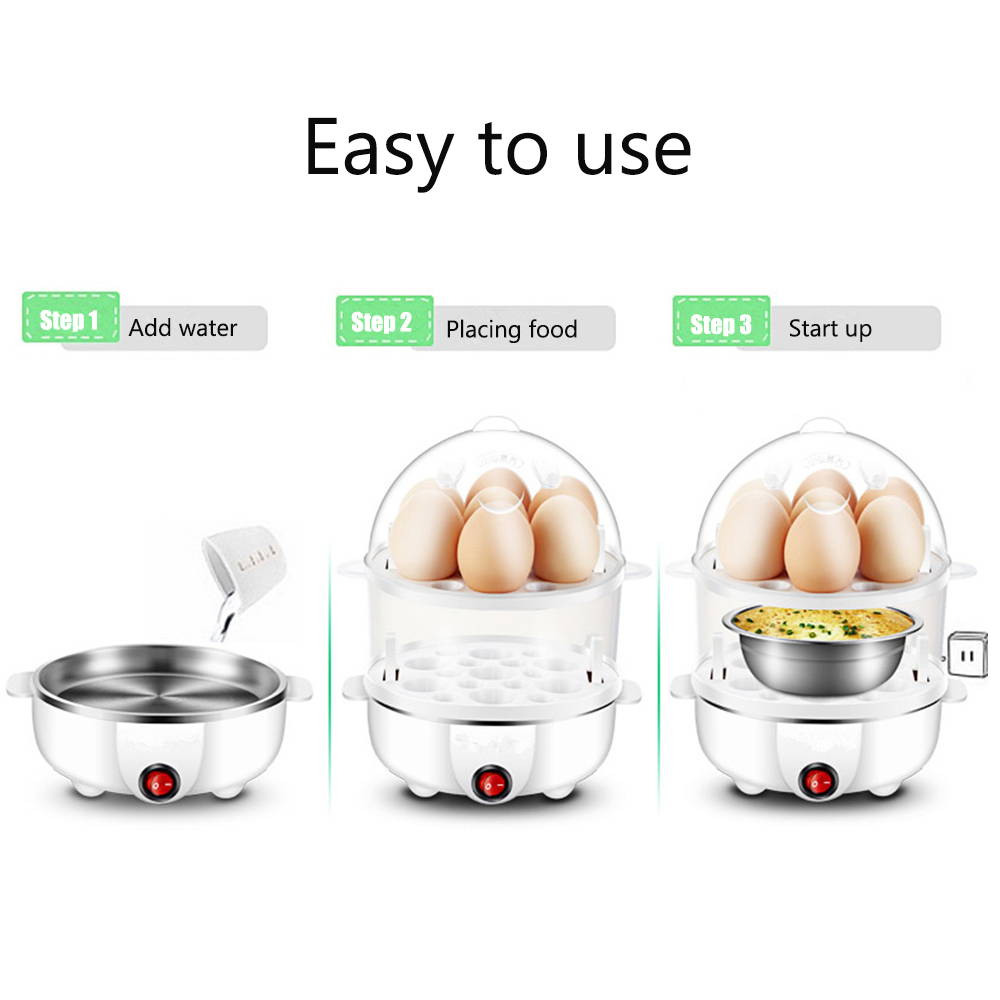 Hervidor eléctrico rápido de huevos, vaporizador automático de doble capa para hervir huevos al vapor, con protección contra sobrecalentamiento