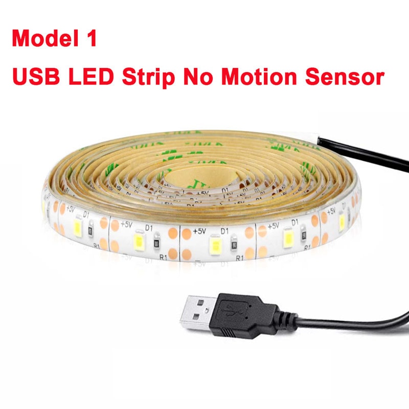1M/2M/3M DC 5V Motion Sensor LED Night Light Kitchen Lighting Cupboard Closet Bed Room PIR Sensor Detector Light Strip Lamp