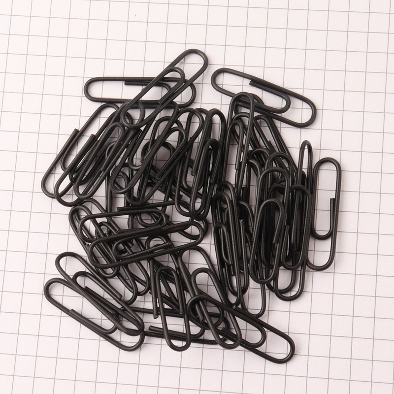 100PCS28MM color plastic-coated paperclip paperclip office, learning and household binding supplies: black