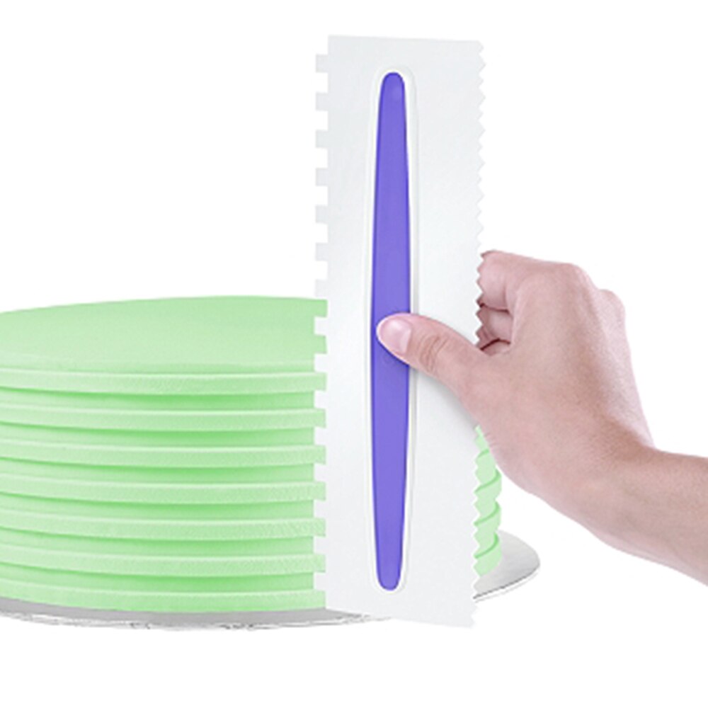 3 Pcs Pastry Icing Kam Set Plastic Cake Schraper 6 Texturen Fondant Spatels Bakvorm Taart Decoreren Gereedschappen Paars