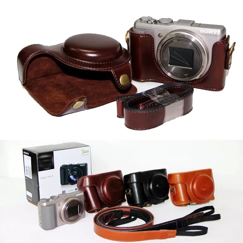 Retro Vintage PU Leather Camera Bag case voor Sony DSC-HX50V HX50 HX60 Camera Hard Schoudertas met Riem