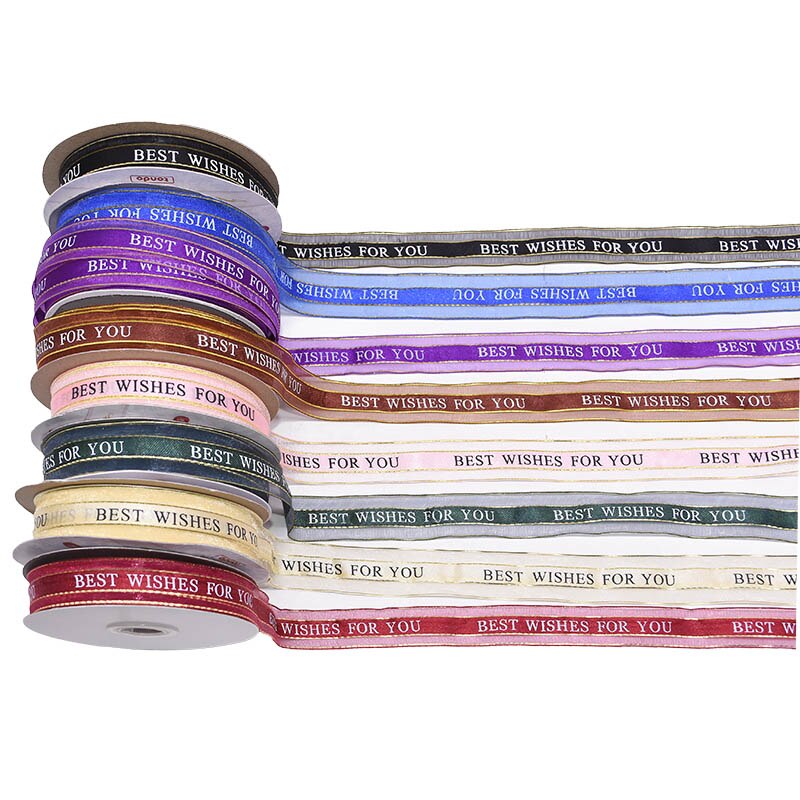 25mm 5m beste wensen voor jou organza lint voor bruiloft kerstfeest decoraties diy strik knutsel linten kaart inpakken