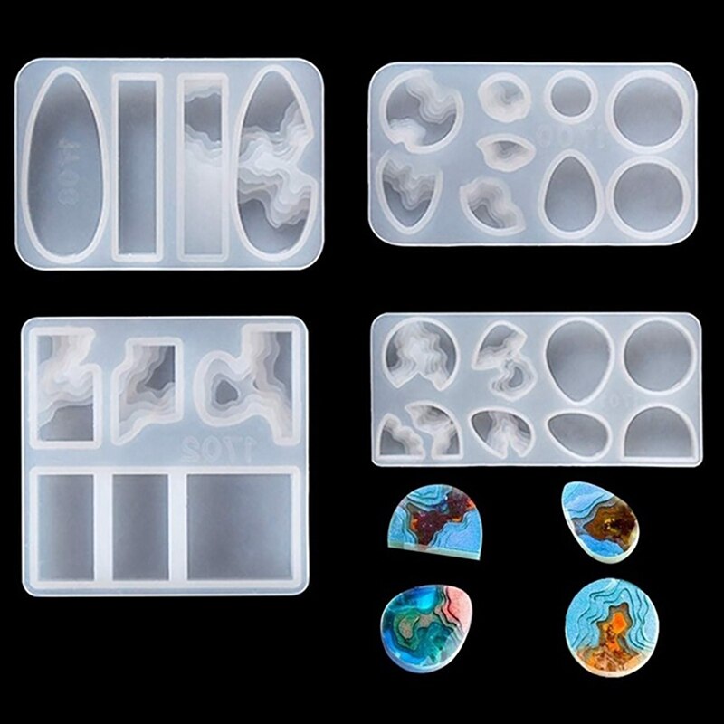 4 Stuks Wave Patroon Siliconen Gieten Hars Mallen Sieraden Gereedschap Voor Diy Hars Hangers Oorbel Epoxy Sieraden Maken Ambachten