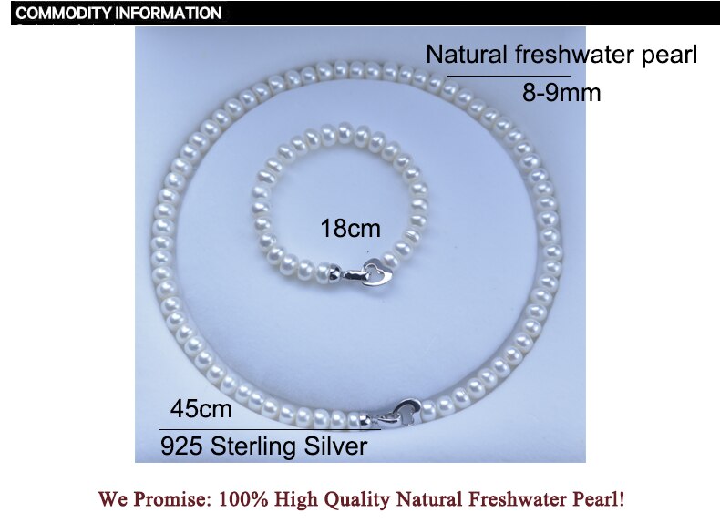 SHDIYAYUN Necklace Pearl Jewelry Set Freshwater Pearl Jewelry Love Button 925 Sterling Silver Necklace Bracelet For Women