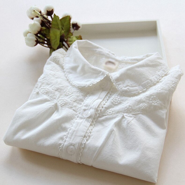 Mädchen Bluse Frühling Weiße Spitze Baumwolle Mädchen Shirt 2 4 6 8 10 Jahre Kinder Mädchen Volle Hülse Bluse kinder Baby Kleidung: 5