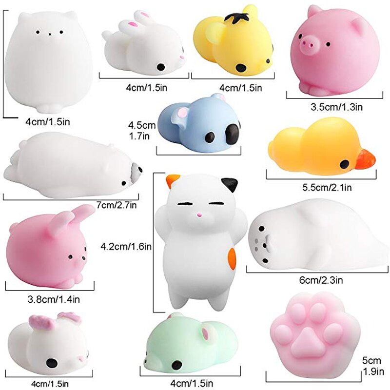 16 sztuk Squishy kot stres Mochi zwierzęta gniotki stres ulga Squishy zwierzęta Mochi kot Squishy z filcowa torba
